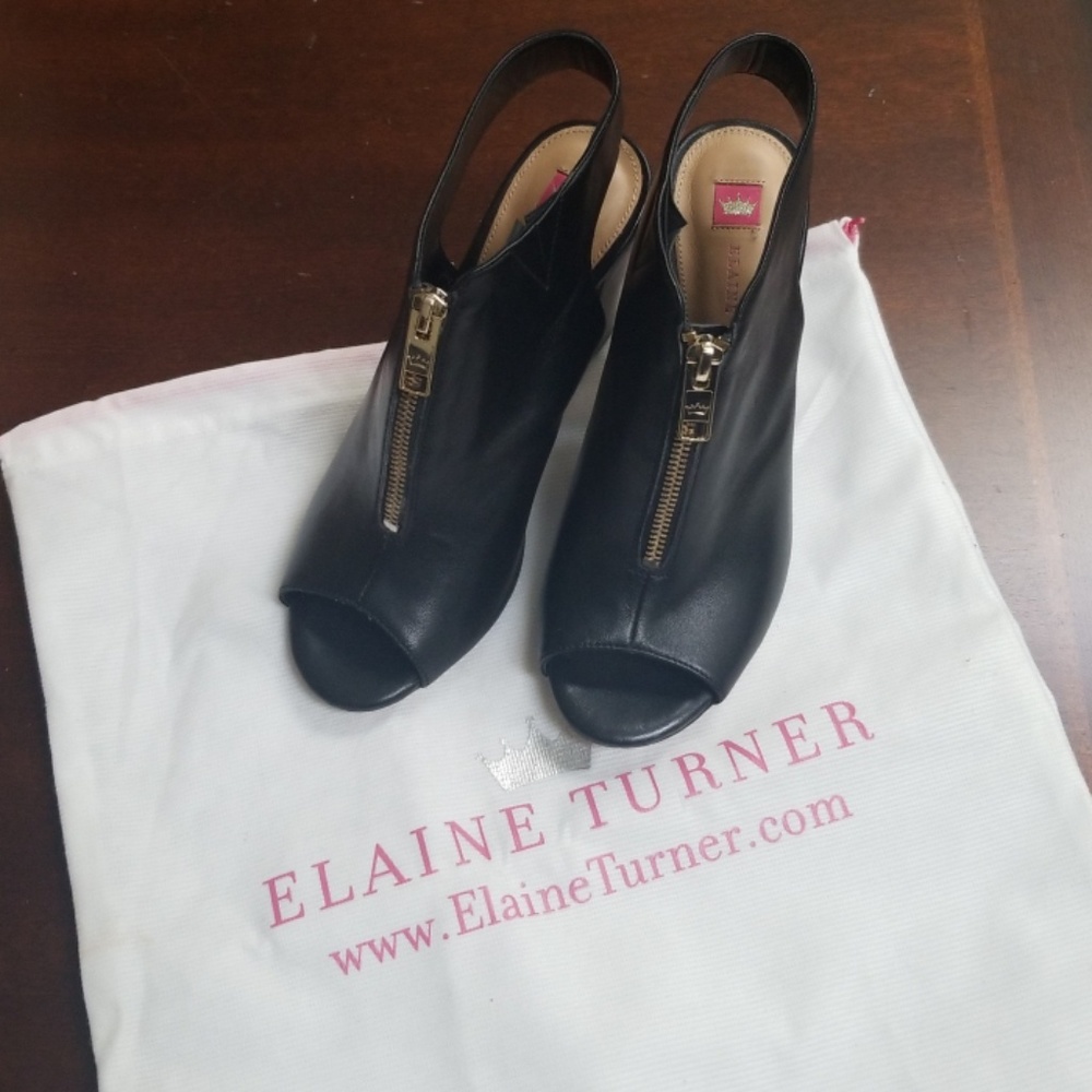 Elaine Turner Dalhia leather peep-toe bootie